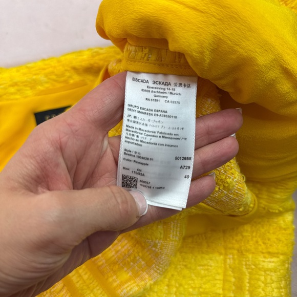 Escada Womens Yellow Blazer Jacket Size US 10 Designer - Picture 8 of 9